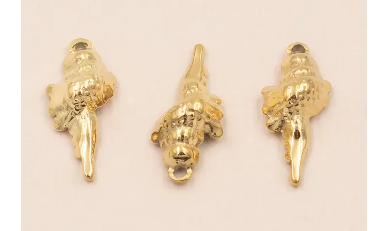 Colgante concha Acero Inox. 16*8mm Oro / Cuentas Metálicas de Acero Inoxidable