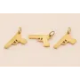 Colgante Pistola Acero Inox. 14*7mm Oro / Cuentas Metálicas de Acero Inoxidable