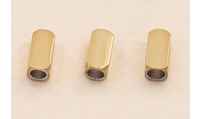 Rectangulo cubico Acero Inox 2*4mm Oro / Cuentas Metálicas de Acero Inoxidable