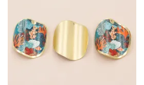 Disco ondulado de 40mm Oro Mate Mar y Corales / Cuentas Metálicas de Latón / Zamak