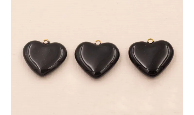Colgante Acero 316L Corazón esmalte 15*13mm Negro