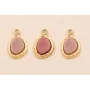 Colgante Acero Inox. 316L 9*5mm con Piedra Rosa / Cuentas Metálicas de Acero Inoxidable