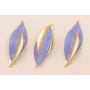 Colgante Hoja Bicolor 40*12mm Oro Mate y Azul / Cuentas Metálicas de Latón / Zamak