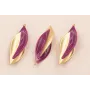Colgante Hoja Bicolor 40*12mm Oro Mate y Morado / Cuentas Metálicas de Latón / Zamak