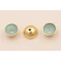 Semi Bola de 10mm con esmalte Turquesa Oro Mate / Cuentas Metálicas de Latón / Zamak