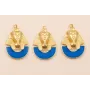 Colgante Efigie 30*22 Oro Mate y Azul Añil / Cuentas Metálicas de Latón / Zamak