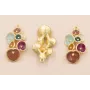 Colgante Flores esmaltadas 27*15 Marrón y Turquesa / Cuentas Metálicas de Latón / Zamak