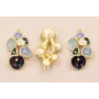 Colgante Flores esmaltadas 27*15 Azuladas / Cuentas Metálicas de Latón / Zamak