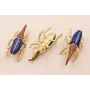Escarabajo 65*27 Oro Mate Azul y Marrón / Cuentas Metálicas de Latón / Zamak