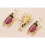 Escarabajo 60*30 Oro Mate, Negro y morado / Cuentas Metálicas de Latón / Zamak