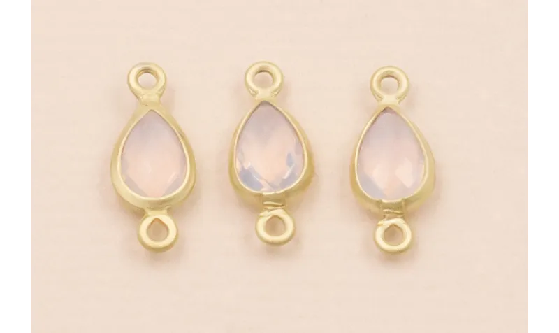 Entrepieza Lágrima 12*5mm Cristal Rosa Transp / Cuentas Metálicas de Latón / Zamak