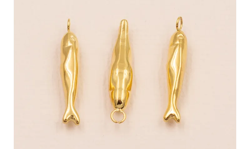 Colgante Pez Stainless 316L Steel 23*4mm  Oro / Cuentas Metálicas de Acero Inoxidable