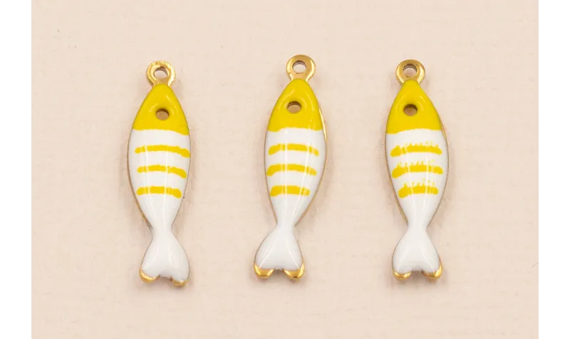 Colgante Pez Stainless Steel 18*5 Amarillo Blanco / Cuentas Metálicas de Acero Inoxidable
