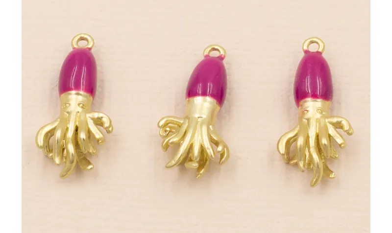 Pulpo Dorado Mate Cabeza Morada 20*10mm / Cuentas Metálicas de Latón / Zamak