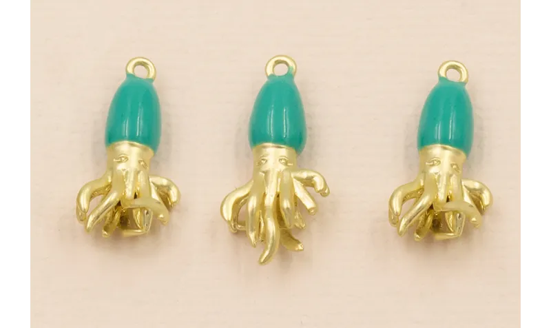 Pulpo Dorado Mate Cabeza Turquesa 20*10mm / Cuentas Metálicas de Latón / Zamak