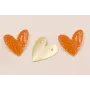 Colgante Corazón 35*30 Naranja y Motas Verdes / Cuentas Metálicas de Latón / Zamak