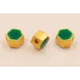 Entrepieza Hexagonal 5*5*4mm Oro Esmalte Verde / Cuentas Metálicas de Latón / Zamak