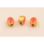 Entrepieza Ovalada 5*5*4mm Oro Esmalte Fuxia / Cuentas Metálicas de Latón / Zamak