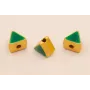 Entrepieza Triangular 5*5*4mm Oro Esmalte Verde / Cuentas Metálicas de Latón / Zamak
