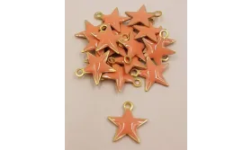 Pieza Estrella esmaltada 10mm Rosa / Cuentas Metálicas de Latón / Zamak
