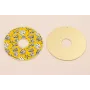 Disco 60mm  Oro Mate conchas en fondo Amarillo / Cuentas Metálicas de Latón / Zamak