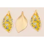 Colgante Hoja 56*26mm Oro Mate conchas en Amarillo / Cuentas Metálicas de Latón / Zamak