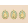 Colgante Ovalo Virgen esmalte Verde Turquesa / Cuentas Metálicas de Latón / Zamak