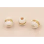 Pieza pasante de Piedra Blanca 9*7mm y aro Strass / Cuentas Metálicas de Latón / Zamak