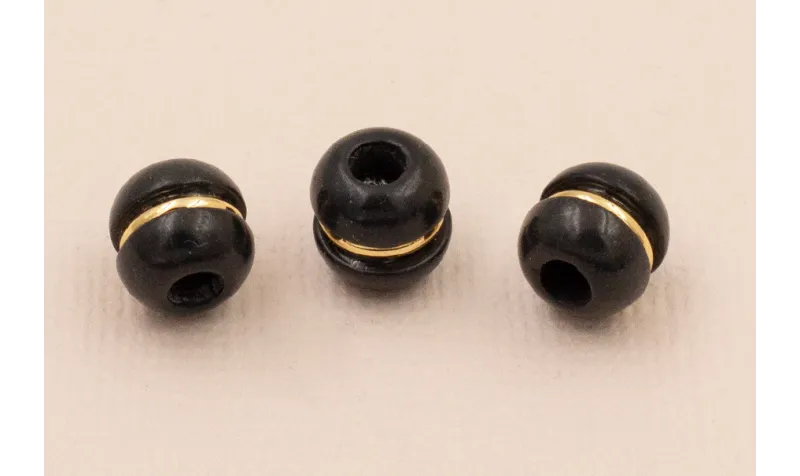 Pieza Pasante Piedra Negro 7*7mm con Aro Dorado / Cuentas Metálicas de Latón / Zamak