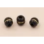 Pieza Pasante Piedra Negro 7*7mm con Aro Dorado / Cuentas Metálicas de Latón / Zamak