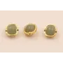 Pieza Jade verde y Aro Dorado alrededor 9*6mm / Cuentas Metálicas de Latón / Zamak