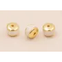 Disco Jade Blanco con Tapas doradas 6*4mm / Cuentas Metálicas de Latón / Zamak