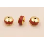 Disco Jade Rojo con Tapas doradas 6*4mm / Cuentas Metálicas de Latón / Zamak