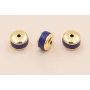 Disco Jade Añil con Tapas doradas 6*4mm / Cuentas Metálicas de Latón / Zamak