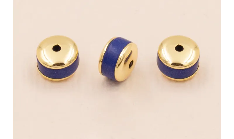Disco Jade Añil con Tapas doradas 6*4mm