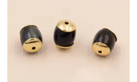 Tubo Jade Negro con patas doradas 7*6mm / Cuentas Metálicas de Latón / Zamak
