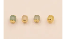 Tubo Jade Blanco con patas doradas 7*6mm / Cuentas Metálicas de Latón / Zamak