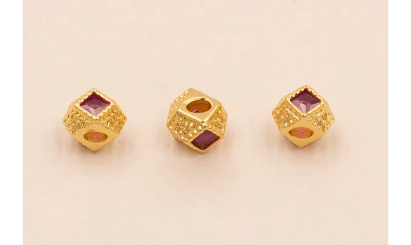 Entrepieza Facetada con cristal Fuxia 5*3mm