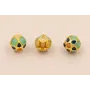 Capullo de Flor esmaltada 7mm Beige, verde y Azul / Cuentas Metálicas de Latón / Zamak