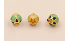 Capullo de Flor esmaltada 7mm Beige, verde y Azul / Cuentas Metálicas de Latón / Zamak