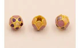Capullo de Flor esmaltada 7mm Beige, Morado, Grana / Cuentas Metálicas de Latón / Zamak