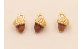 Colgante Bellota 7*5mm marrón y Oro Mate / Cuentas Metálicas de Latón / Zamak