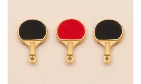 Colgante Pala Ping pong 17*10 O. Mate Roja y Negra / Cuentas Metálicas de Latón / Zamak