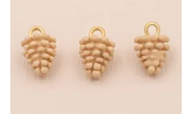 Colgante Piña 12*6mm Oro Mate y Beige / Cuentas Metálicas de Latón / Zamak