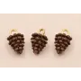 Colgante Piña 12*6mm Oro Mate y Marrón / Cuentas Metálicas de Latón / Zamak