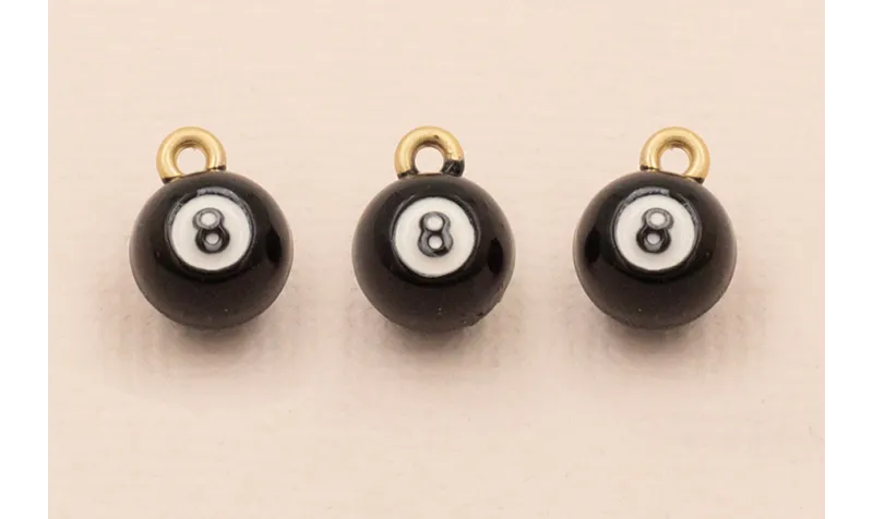 Colgante Bola billar 6mm diametro Negra / Cuentas Metálicas de Latón / Zamak