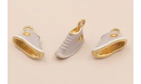 Colgante Playera 14*9mm Oro Mate y Gris / Cuentas Metálicas de Latón / Zamak