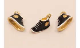 Colgante Playera 14*9mm Oro Mate y Negro / Cuentas Metálicas de Latón / Zamak
