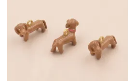 Colgante Perro 16*11mm Oro Mate y Marrón / Cuentas Metálicas de Latón / Zamak