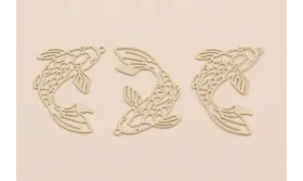 Colgante Pez 30*22mm Beige / Cuentas Metálicas de Latón / Zamak